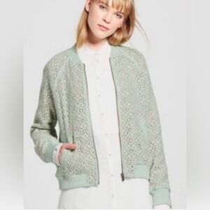 Victoria Beckham for Target | Mint Green Lace Bomber Jacket, Size M